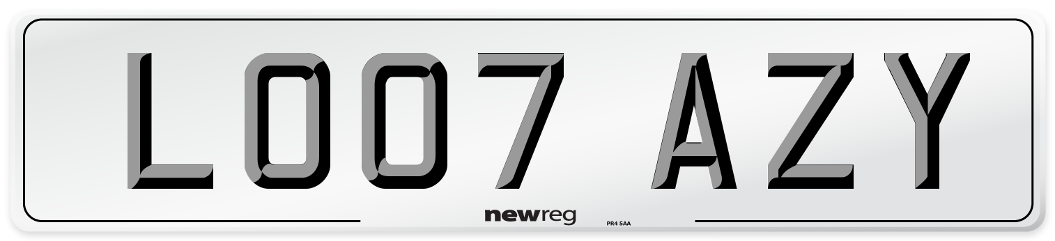 LO07 AZY Number Plate from New Reg